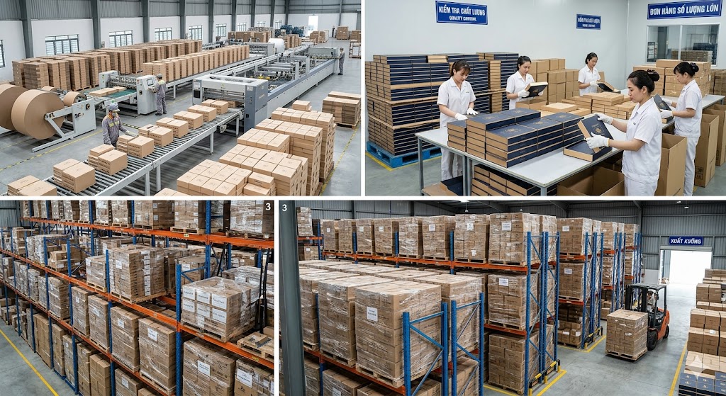 sản xuất hộp giấy cứng số lượng lớn