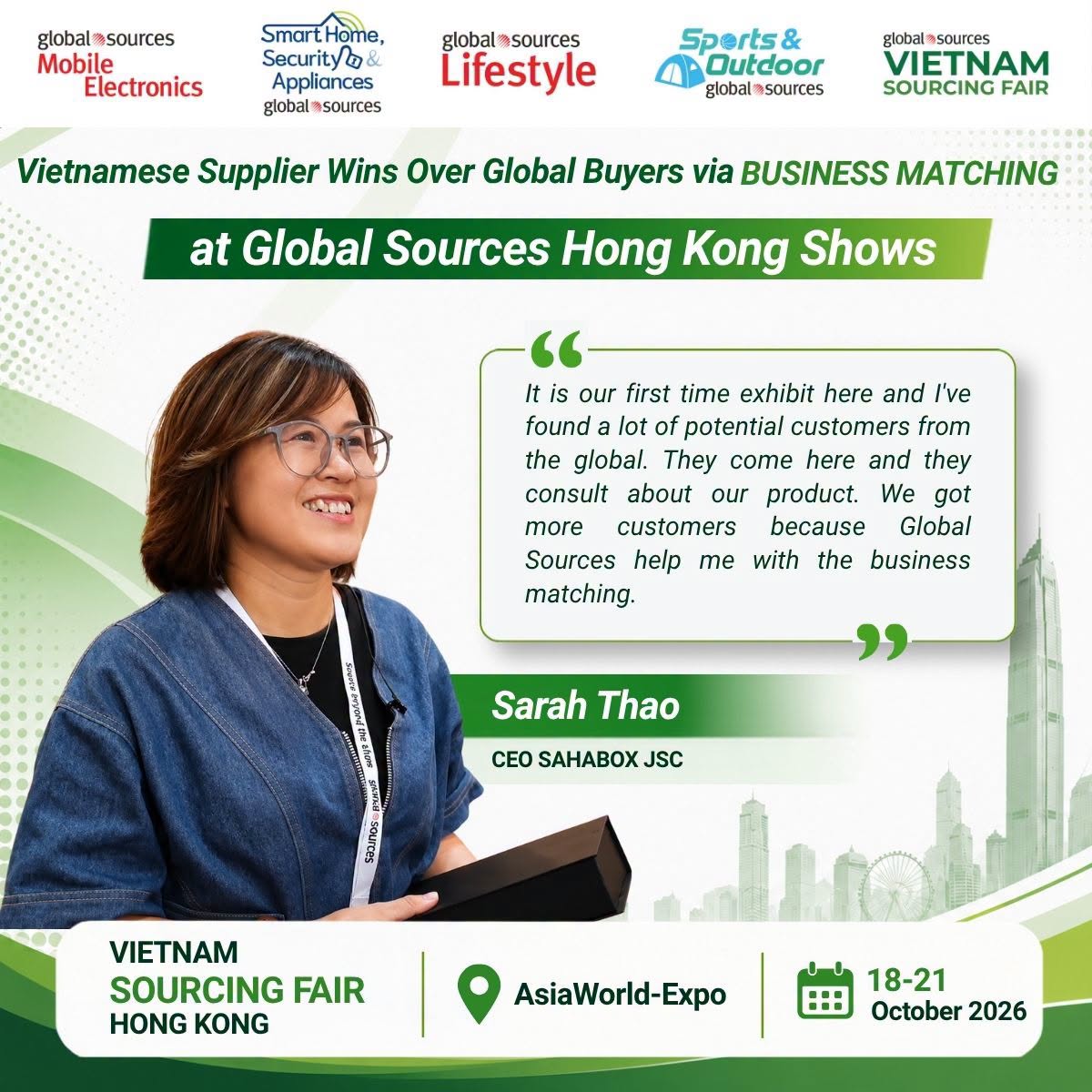 CEO SAHABOX JSC chia sẻ về cơ hội kết nối buyer tại Vietnam Sourcing Fair Hong Kong